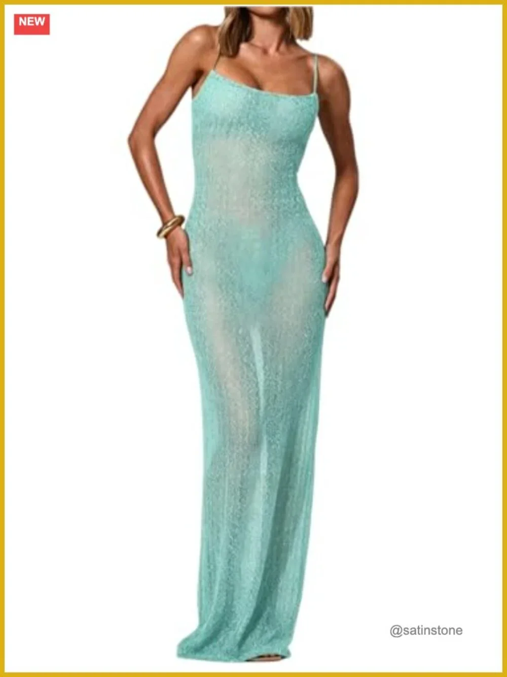 Sequin Mesh Sleeveless Square Neck Maxi Cover Up Dress
